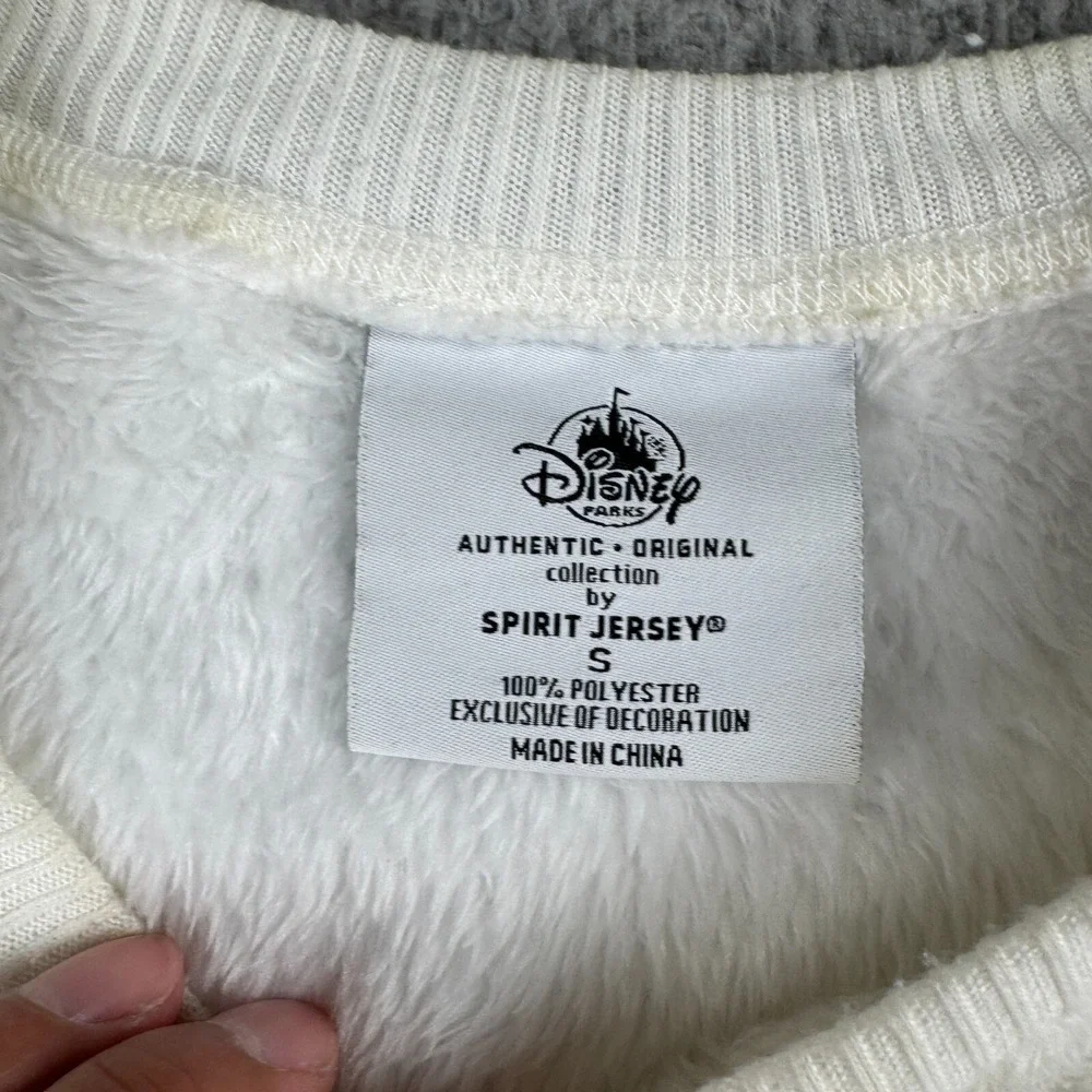 Authentic Disney Parks‎ Small White Pullover Sweater Disneyland Fleece *Flaws*
